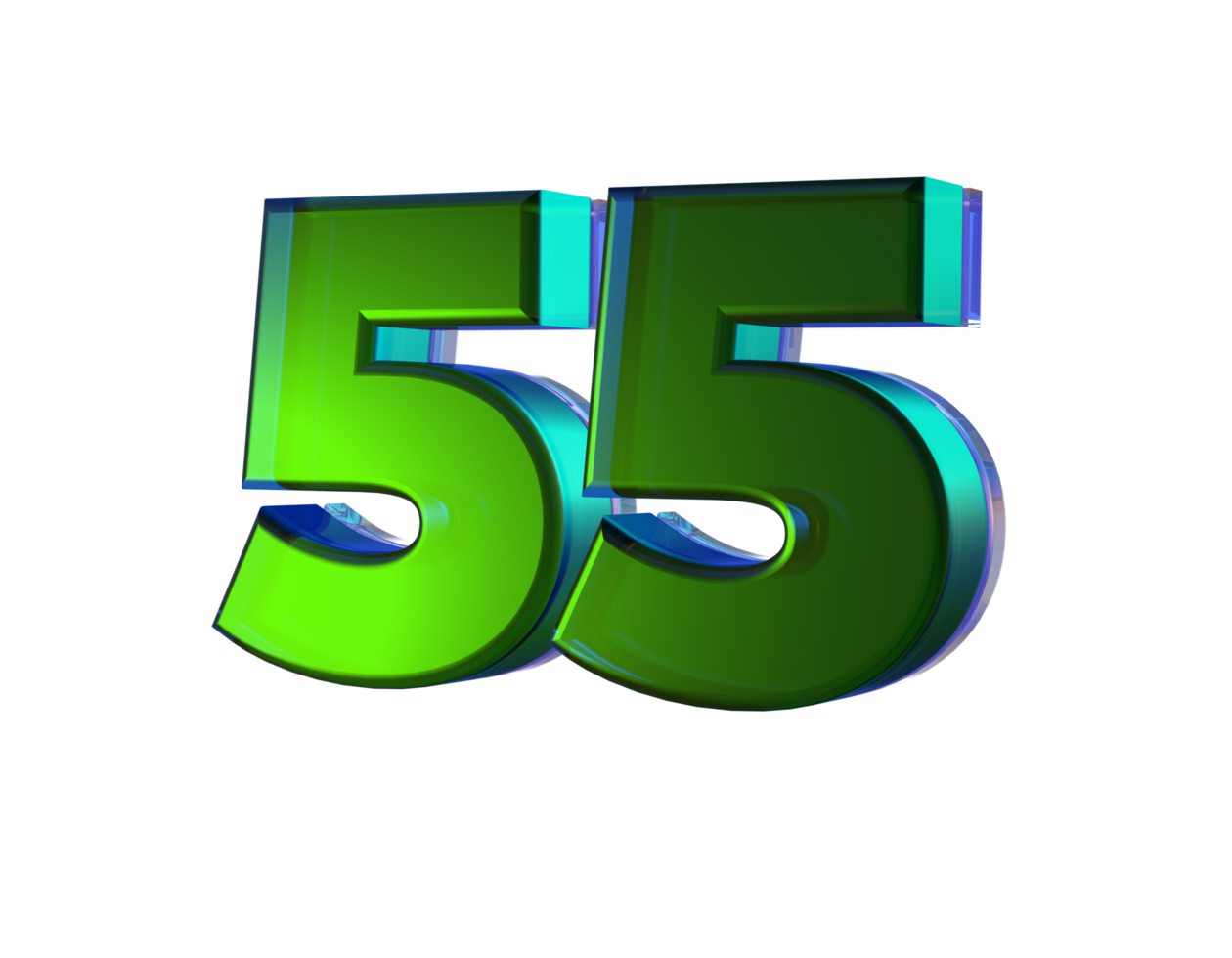 Number 55 3D render with Green color 28283887 PNG
