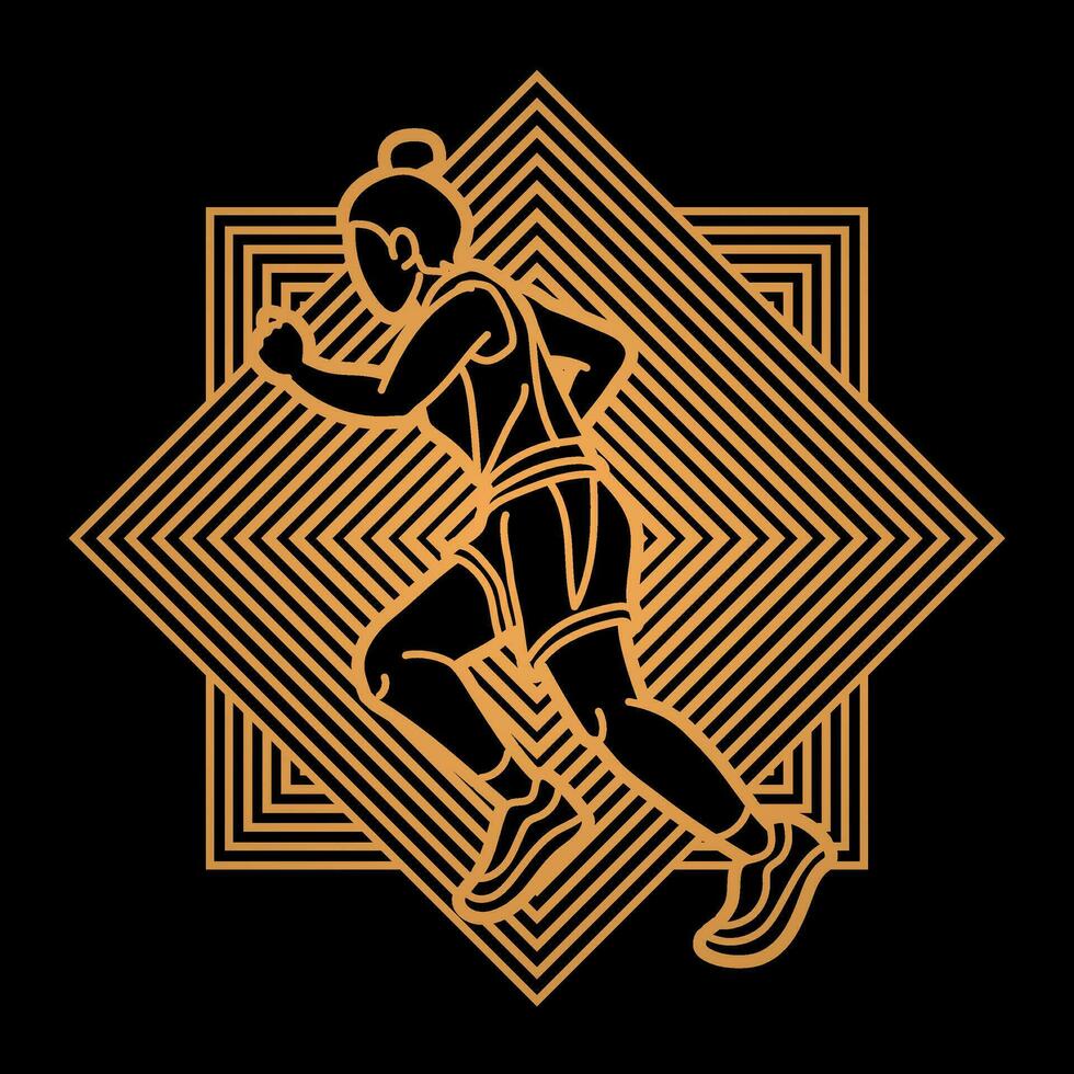 Outline A Woman Start Running Action vector