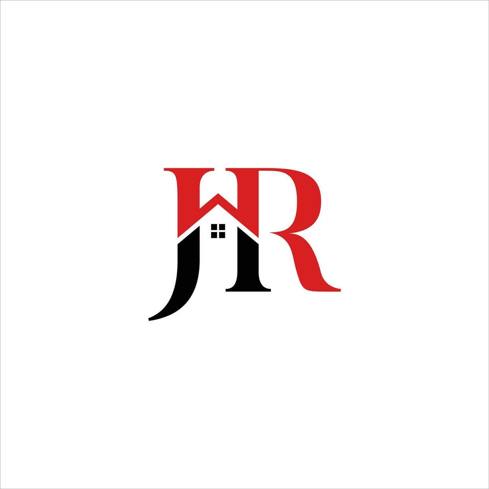 Letter JR with roof, simple logo icon design vector