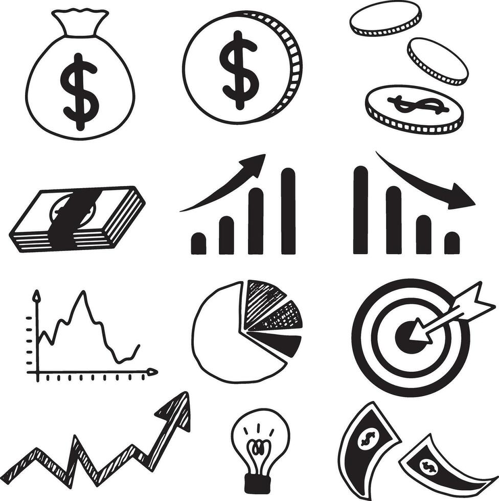 Set of Infographic icon design of a bar chart, money, business, information. vector
