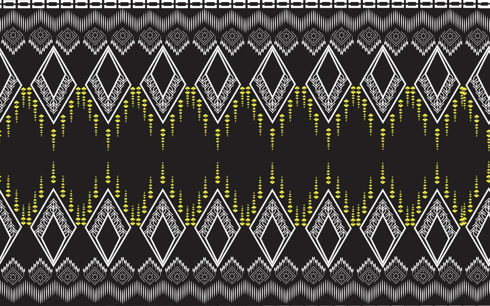 Geometry, abstract, fabric, textile, indigenous traditional seamless pattern on black background. vector illustration.