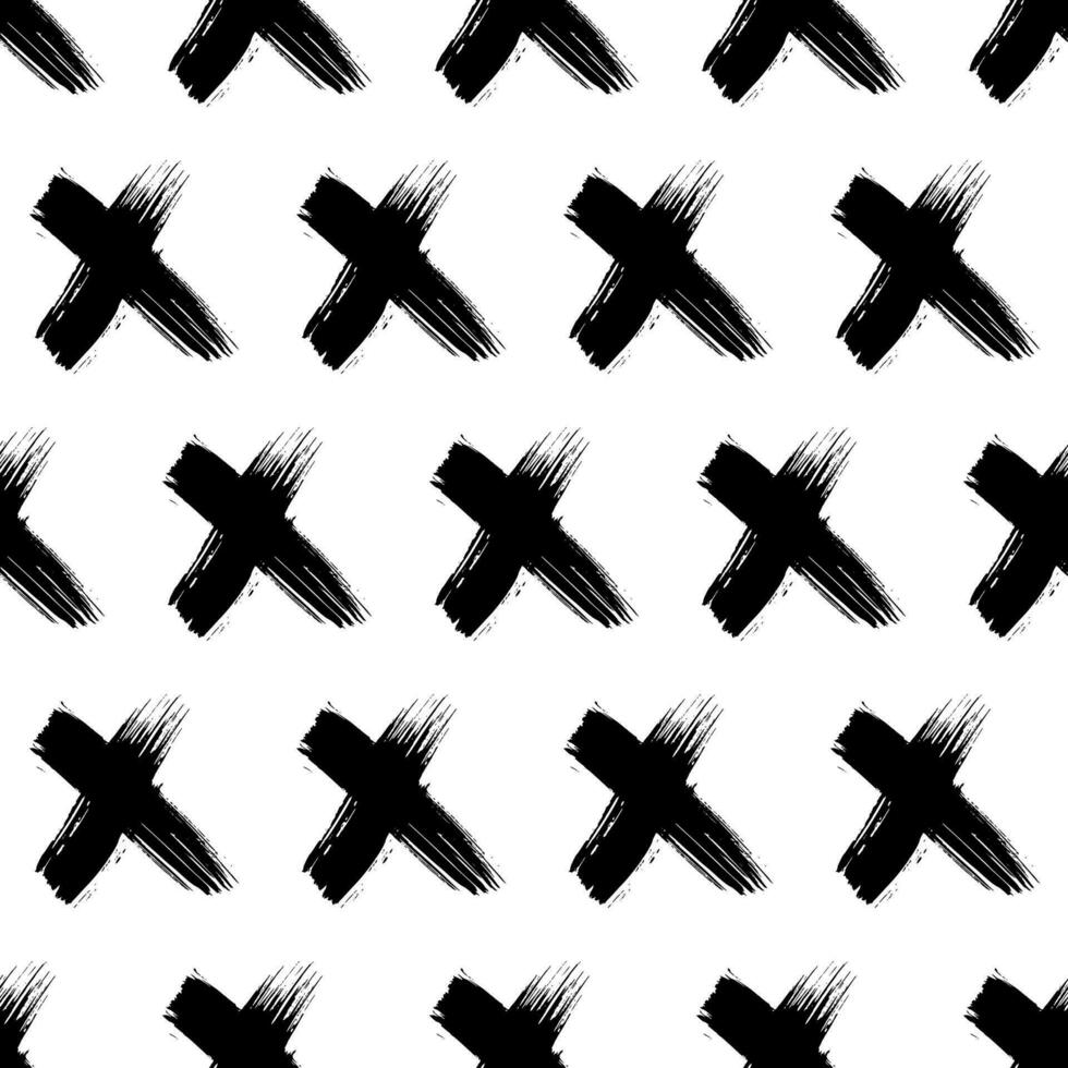 Seamless pattern with hand drawn cross symbols vector