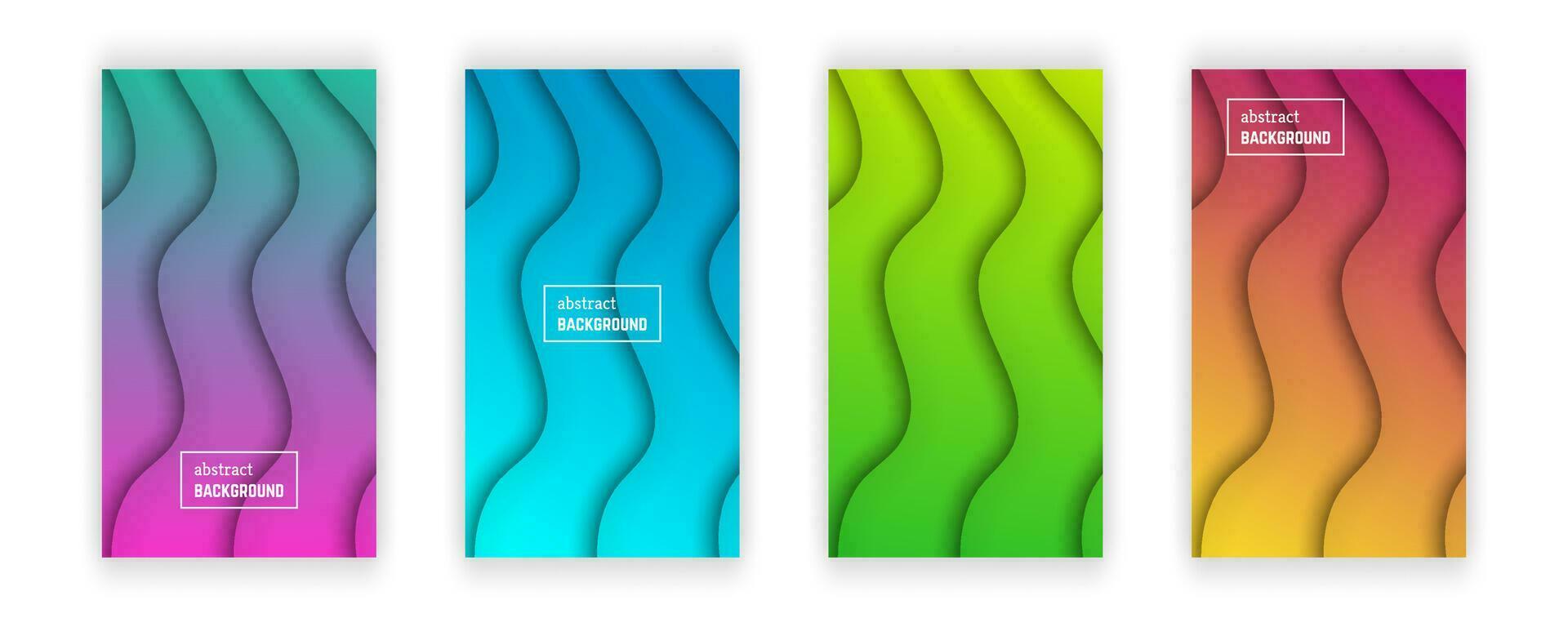 Abstract minimal wave geometric background.  Set of four wave layer shape for banner, templates, cards. Vector illustration.