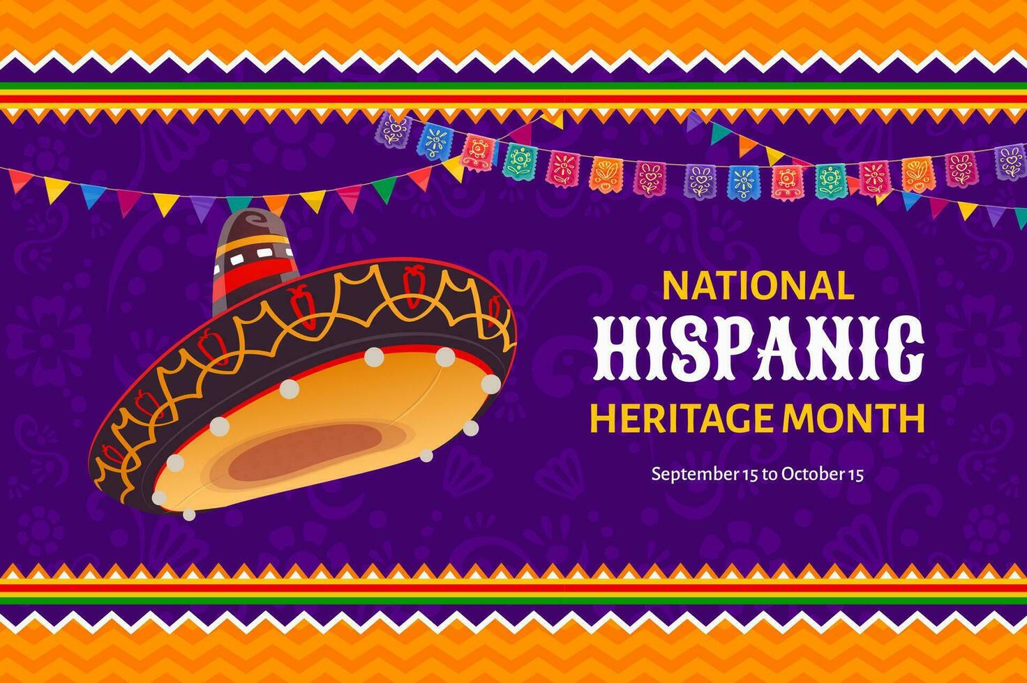 Sombrero hat on Hispanic Heritage Month poster vector