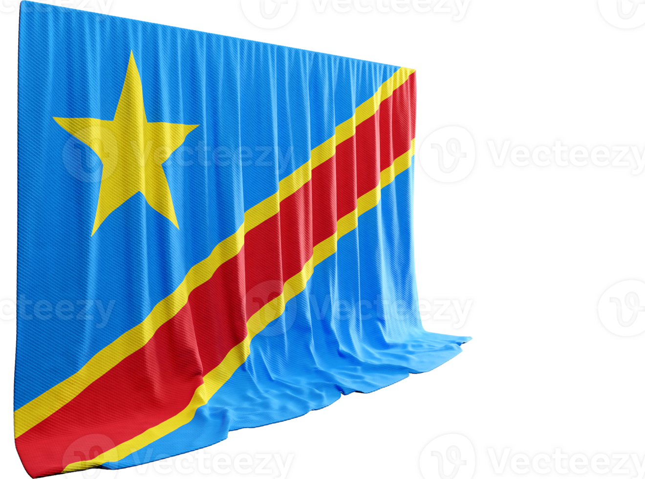 Congolese Flag Curtain in 3D Rendering Celebrating Congolese Identity png