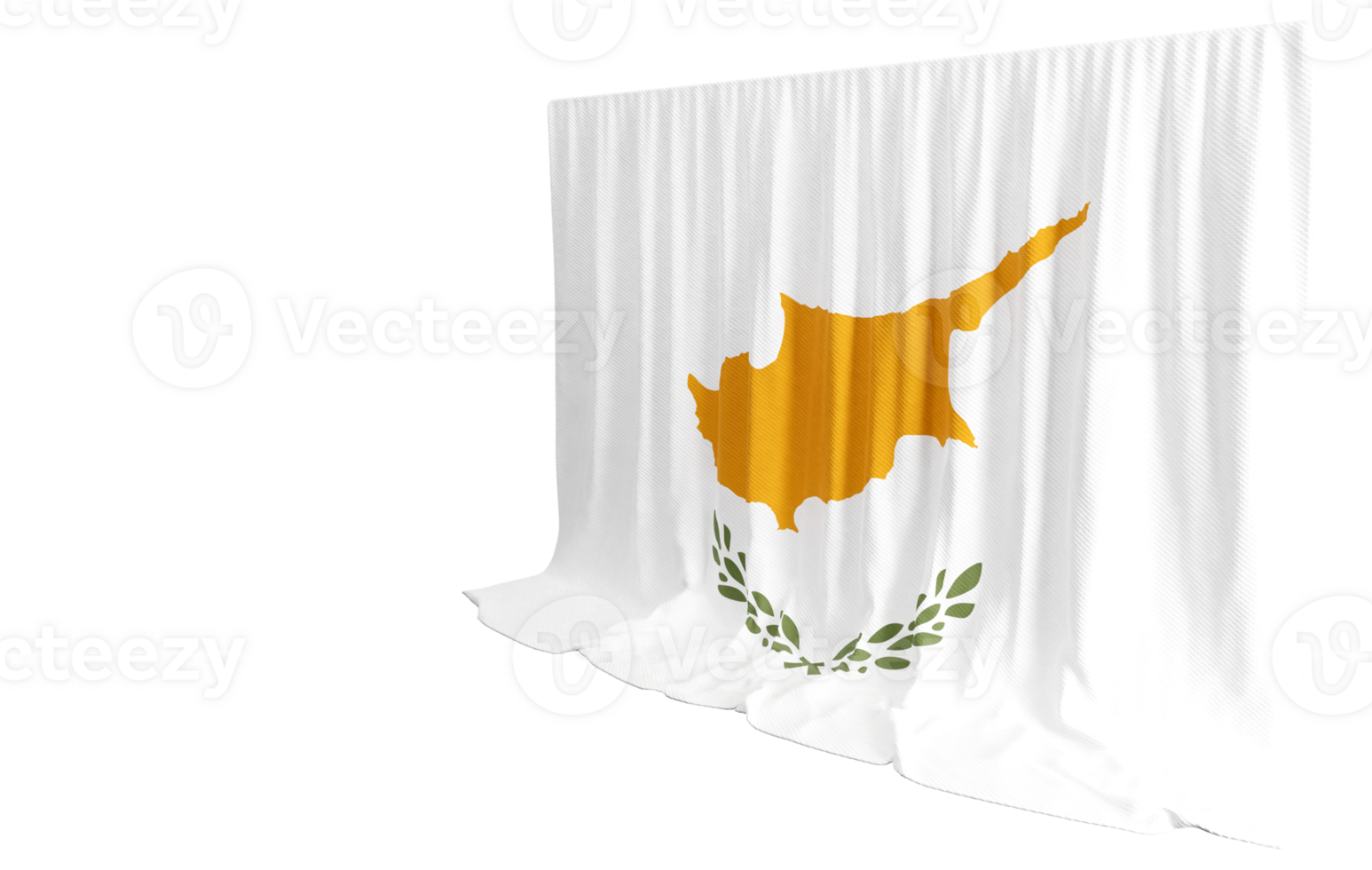 Cyprus Flag Curtain in 3D Rendering Showcasing Cyprus' Beauty png