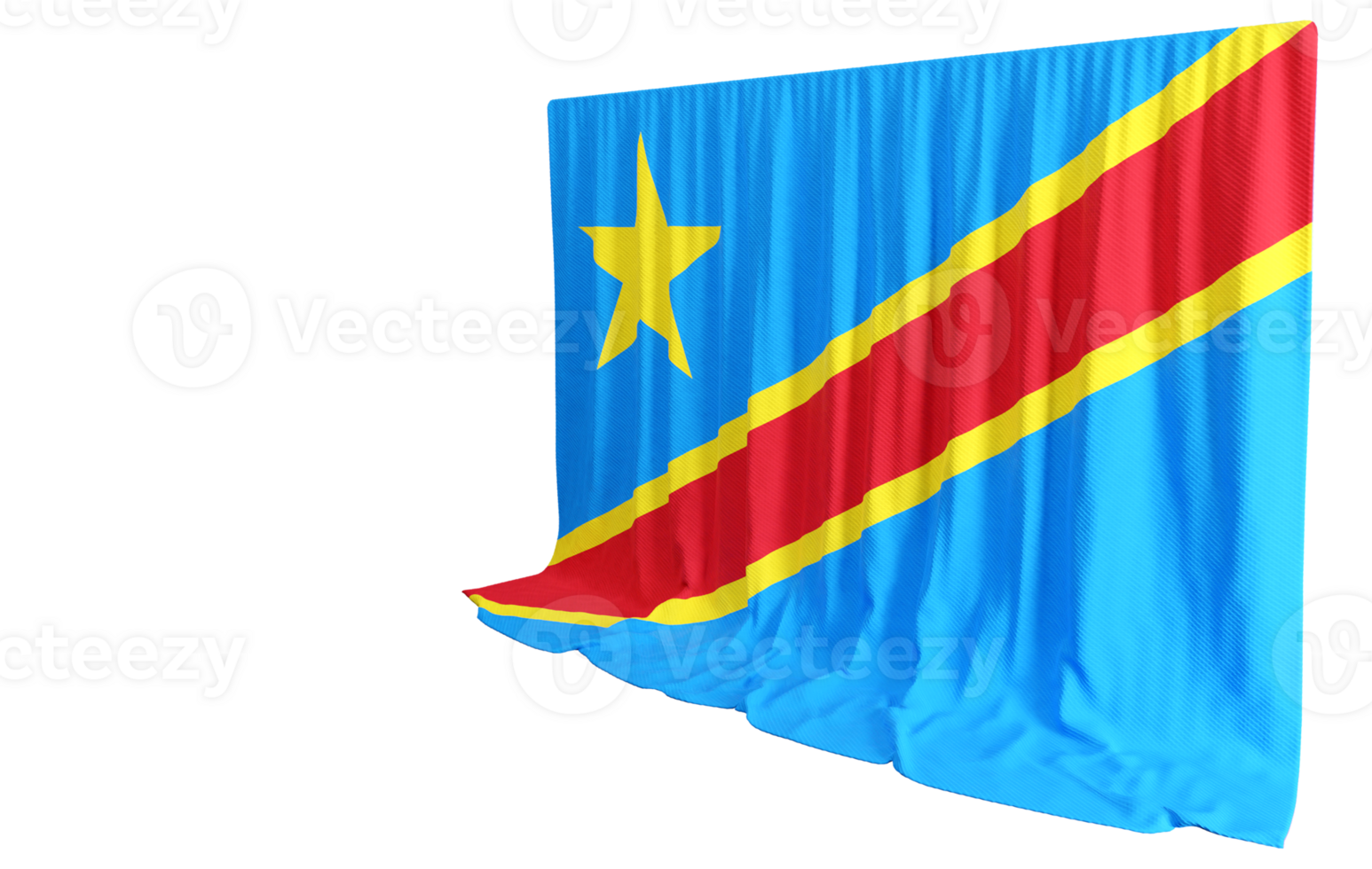 Congolese Flag Curtain in 3D Rendering Celebrating Congolese Identity png