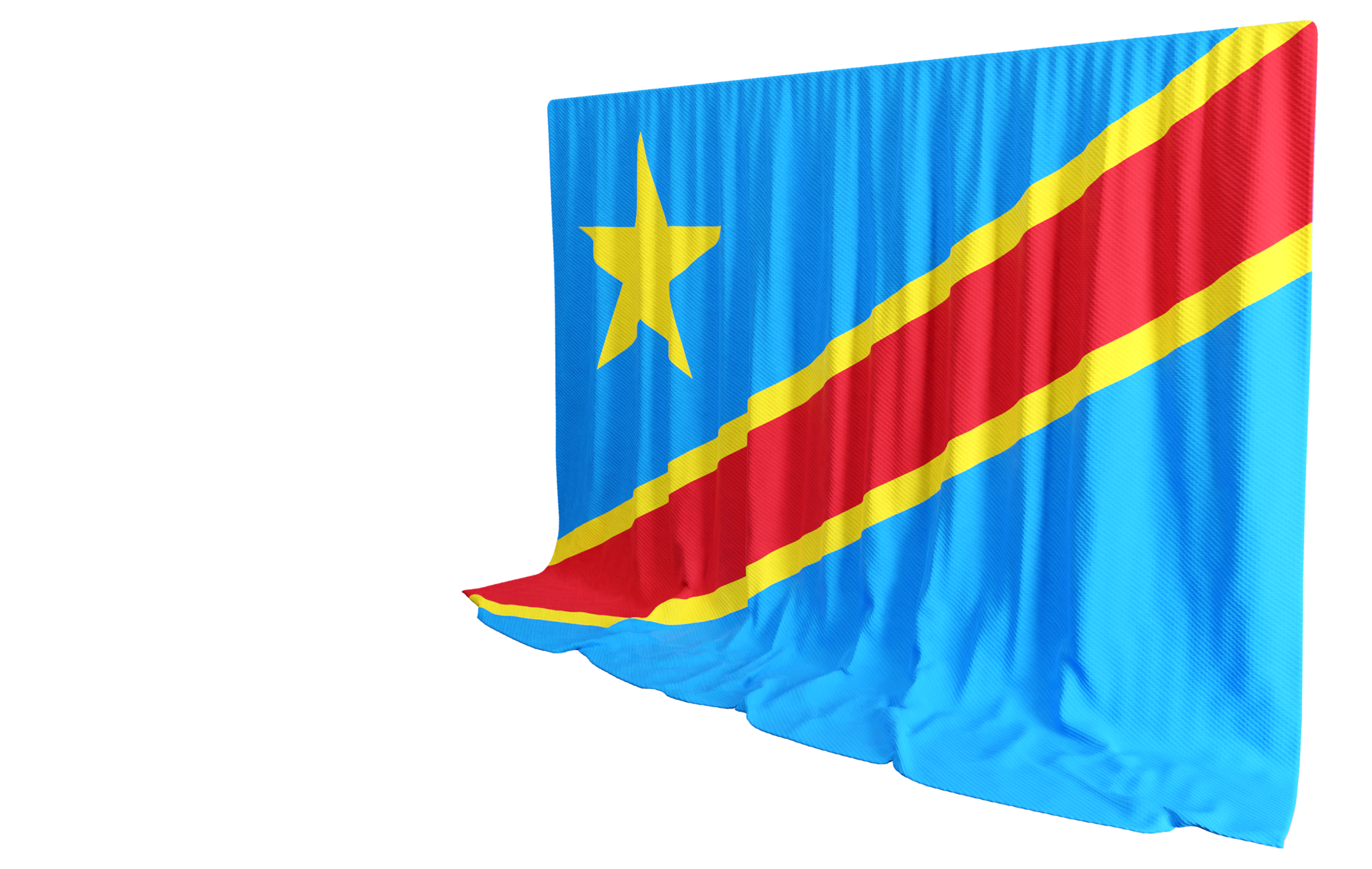 Congolese Flag Curtain in 3D Rendering Celebrating Congolese Identity