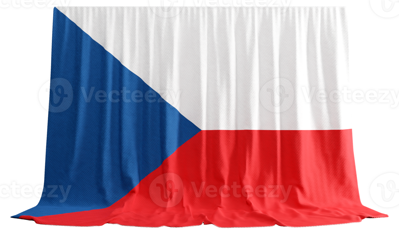 Czech Flag Curtain in 3D Rendering Czech Republic's Resilience png