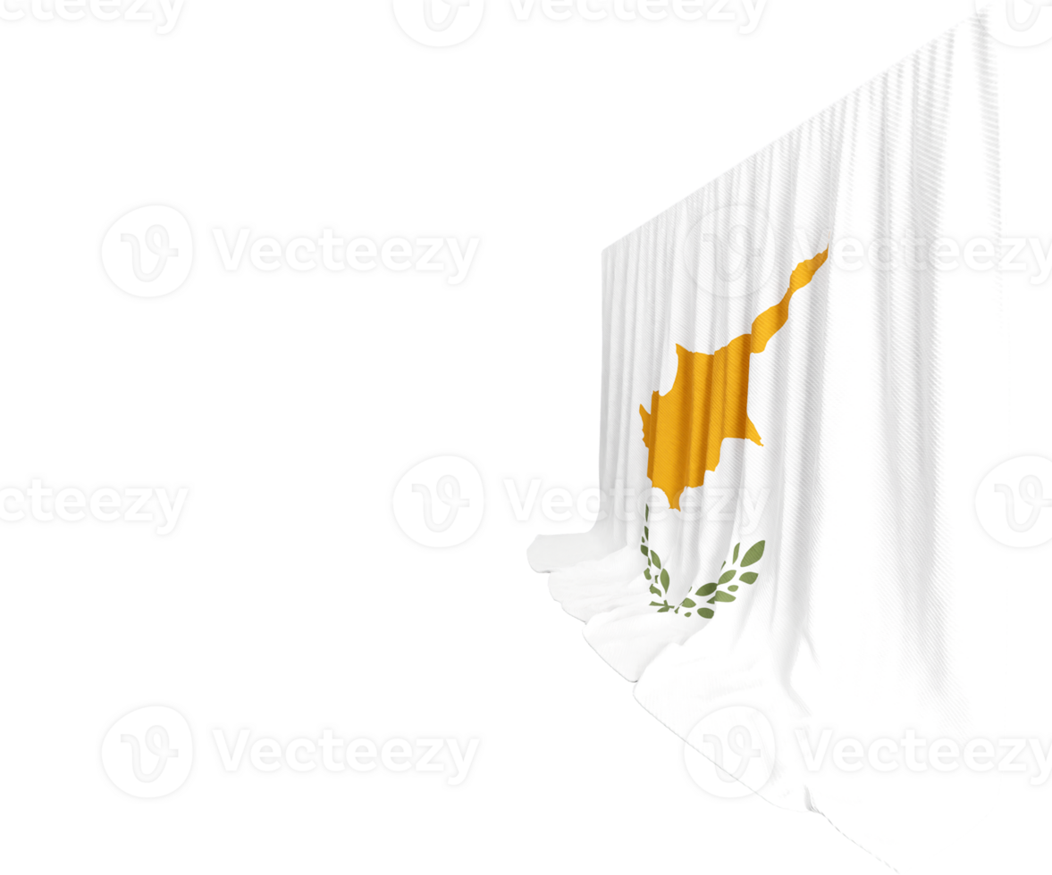 Cyprus Flag Curtain in 3D Rendering Showcasing Cyprus' Beauty png