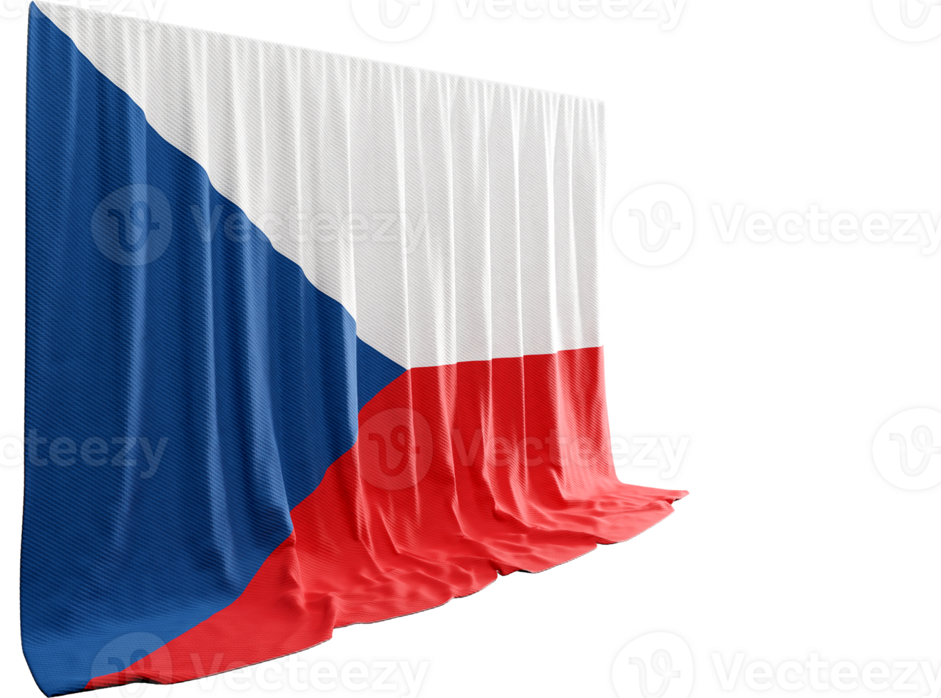 Czech Flag Curtain in 3D Rendering Czech Republic's Resilience png
