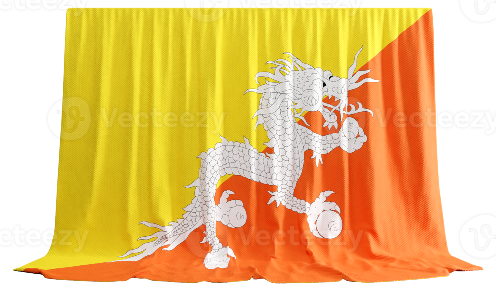 3D rendered flag of bhutan png