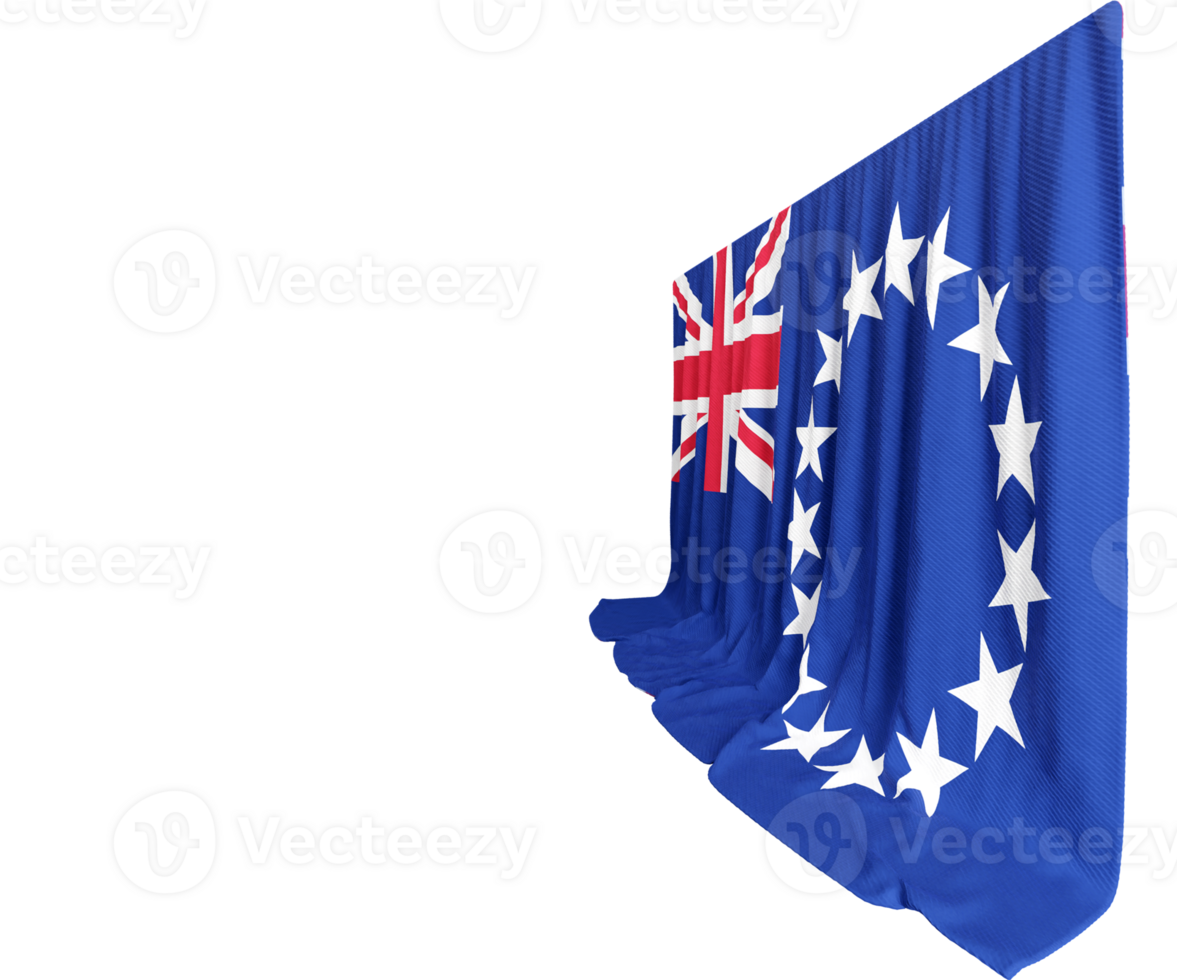 Cook Islands Flag Curtain in 3D Rendering Showcasing Cook Islands' Beauty png