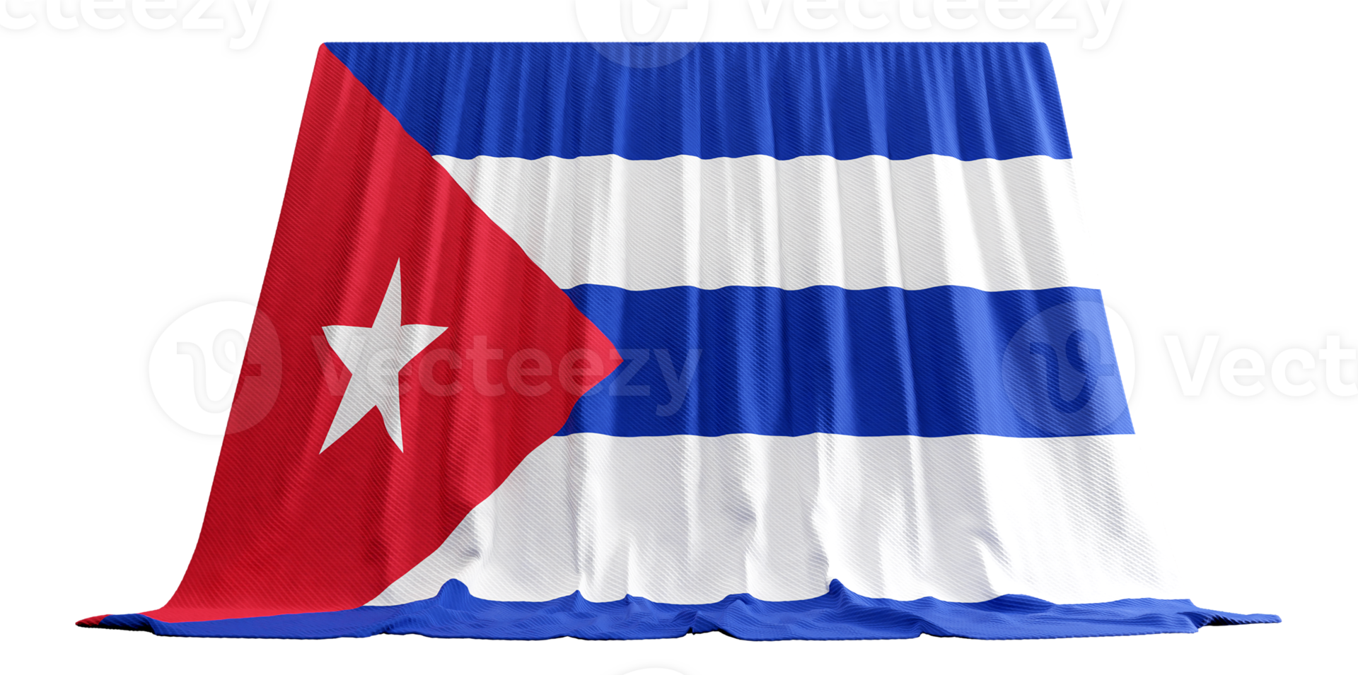 Cuban Flag Curtain in 3D Rendering Reflecting Cuba's Vibrant Spirit png