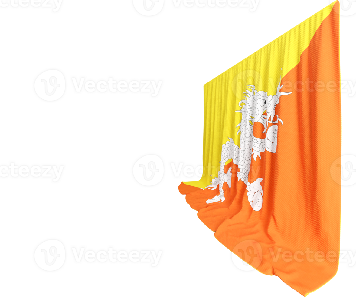 3D rendered flag of bhutan png