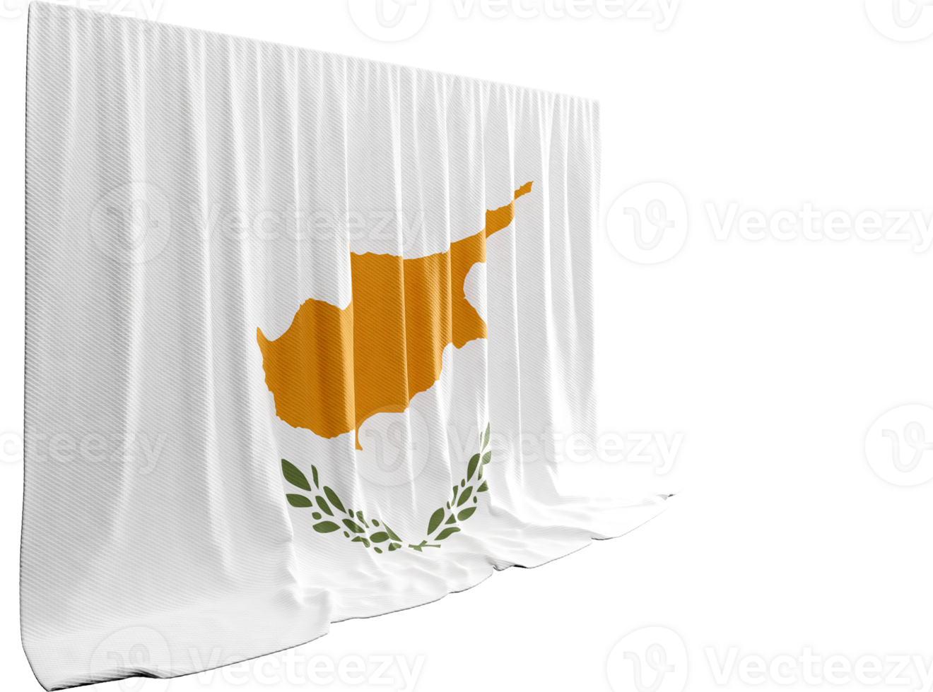 Cyprus Flag Curtain in 3D Rendering Showcasing Cyprus' Beauty png