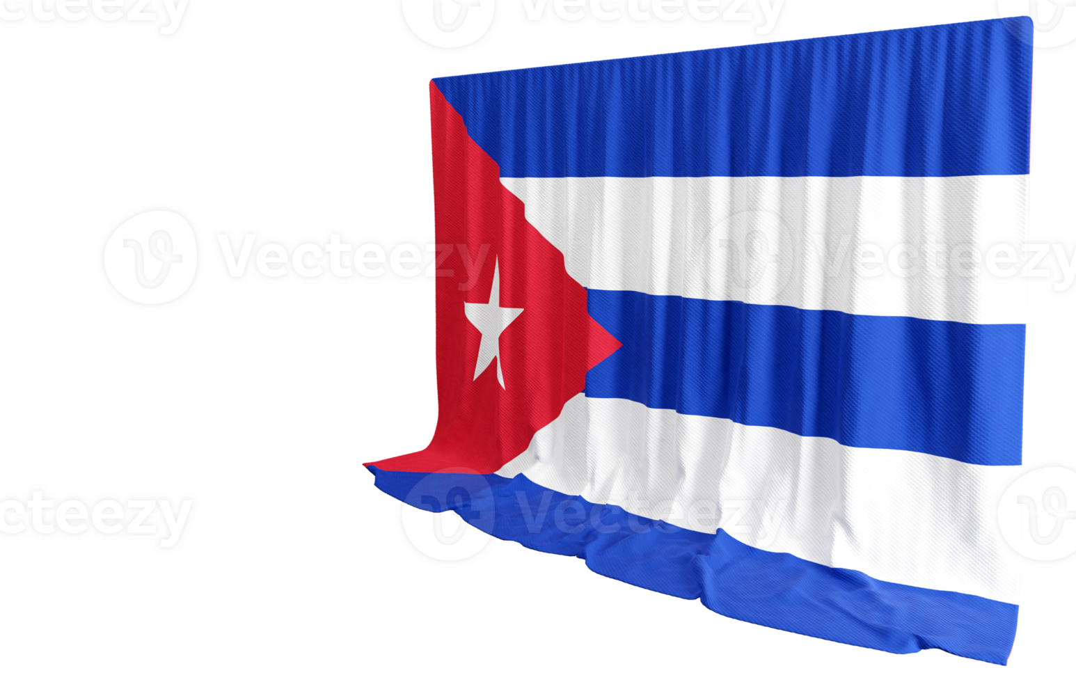Cuban Flag Curtain in 3D Rendering Reflecting Cuba's Vibrant Spirit png