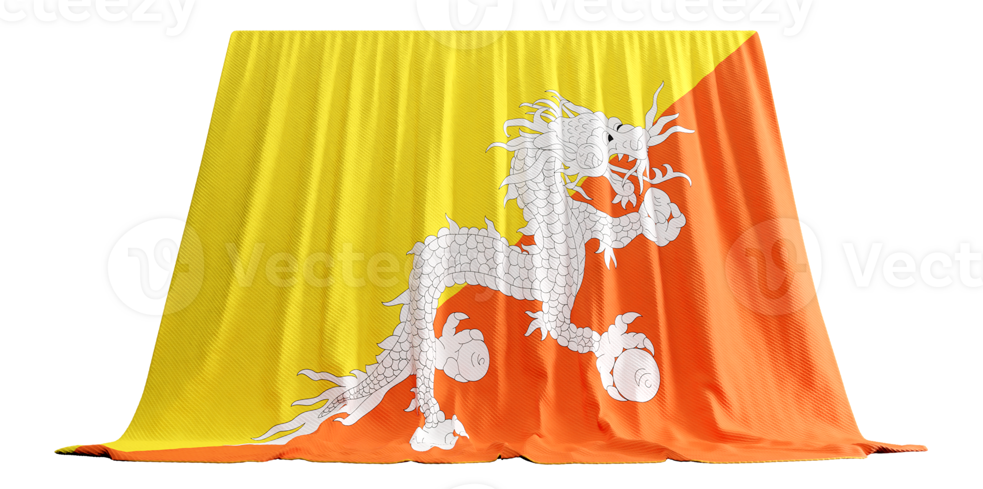 3D rendered flag of bhutan png