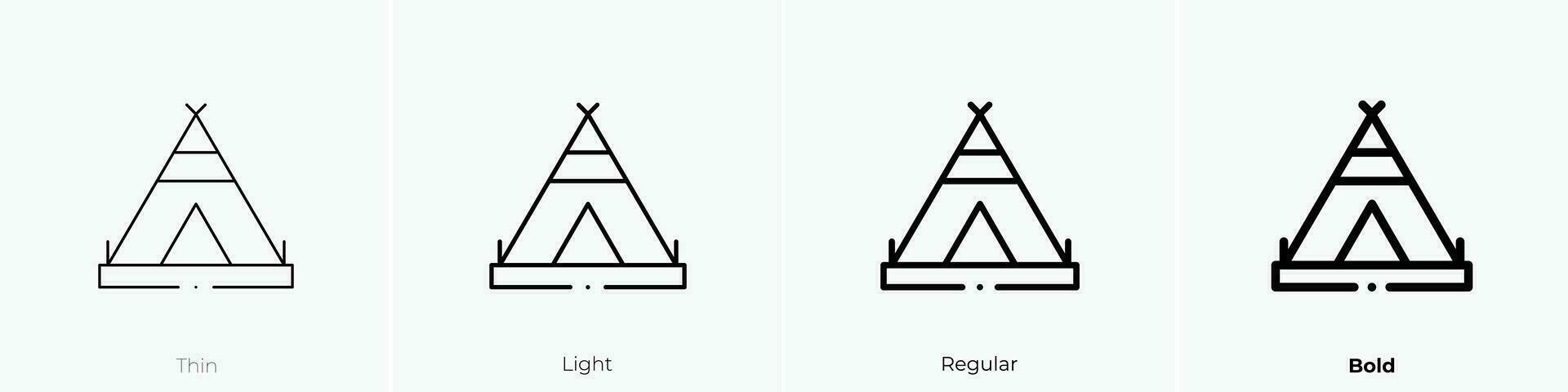 tent icon. Thin, Light, Regular And Bold style design isolated on white background vector