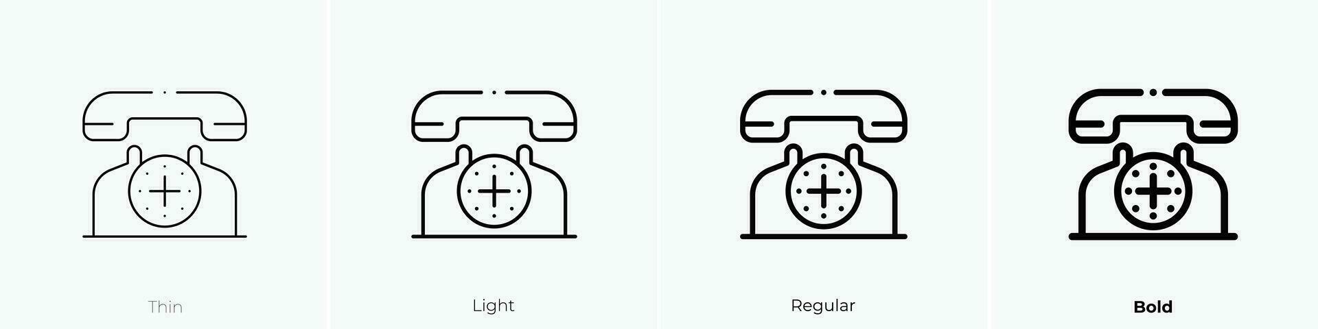 telephone icon. Thin, Light, Regular And Bold style design isolated on white background vector