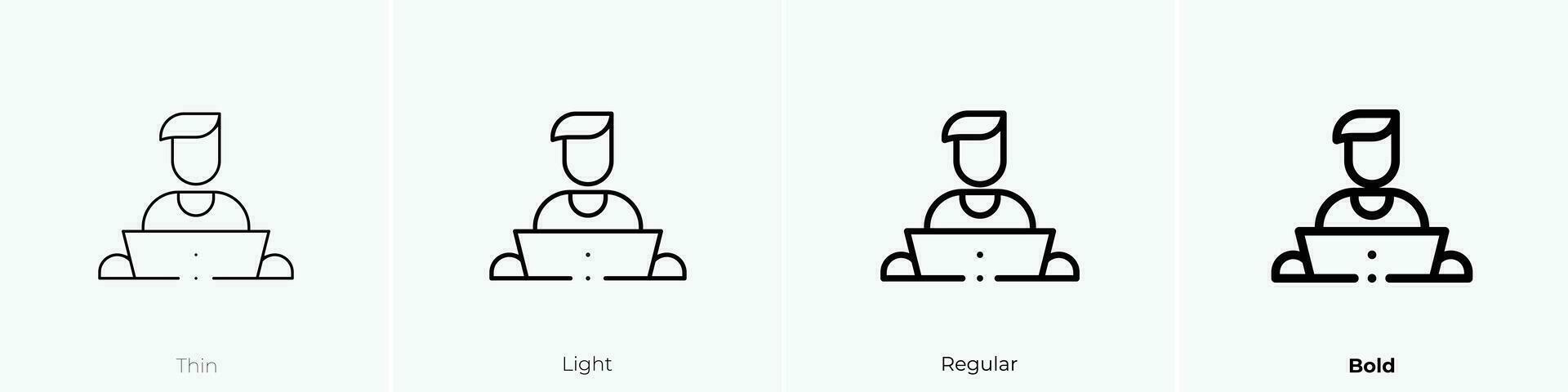 teleworking icon. Thin, Light, Regular And Bold style design isolated on white background vector