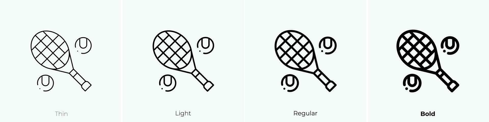 tenis icono. delgado, luz, regular y negrita estilo diseño aislado en blanco antecedentes vector