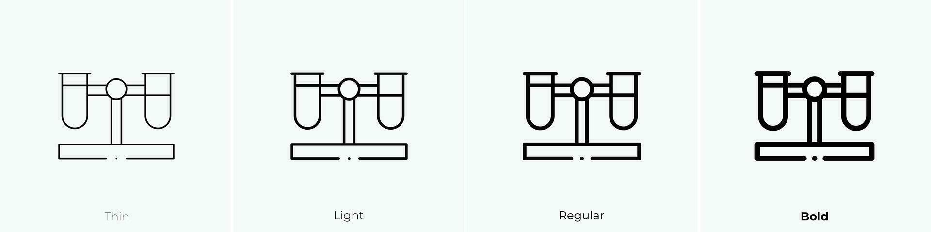 prueba tubos icono. delgado, luz, regular y negrita estilo diseño aislado en blanco antecedentes vector