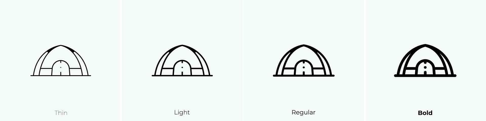 tent icon. Thin, Light, Regular And Bold style design isolated on white background vector