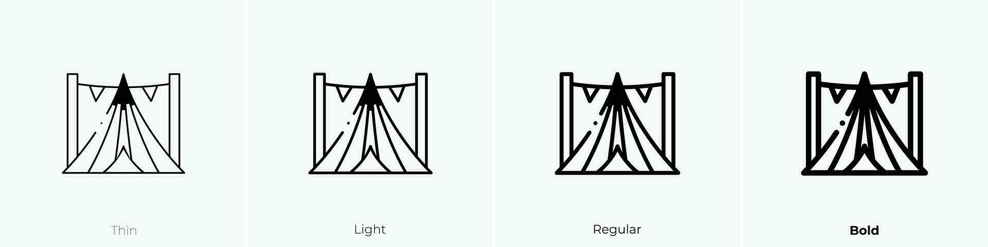 tent icon. Thin, Light, Regular And Bold style design isolated on white background vector