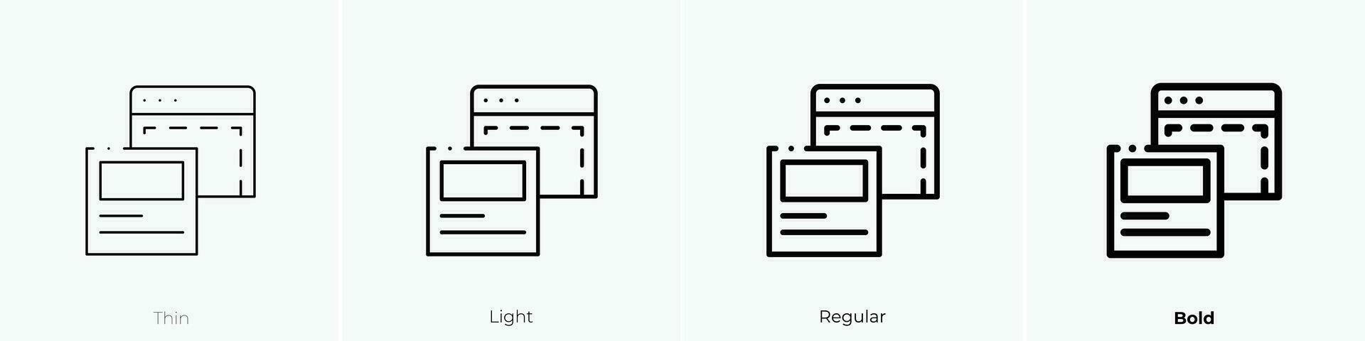 template icon. Thin, Light, Regular And Bold style design isolated on white background vector