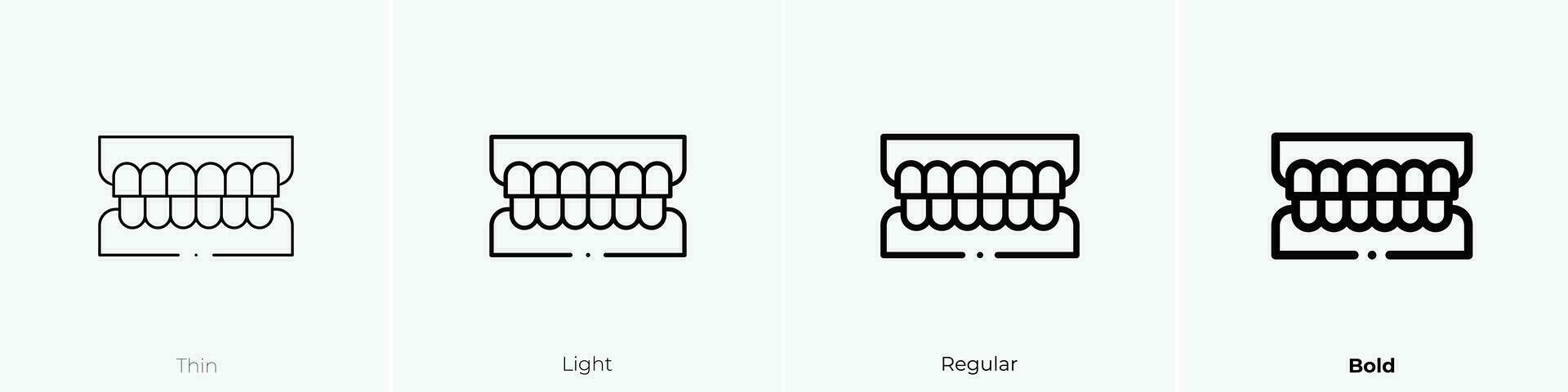 teeth icon. Thin, Light, Regular And Bold style design isolated on white background vector