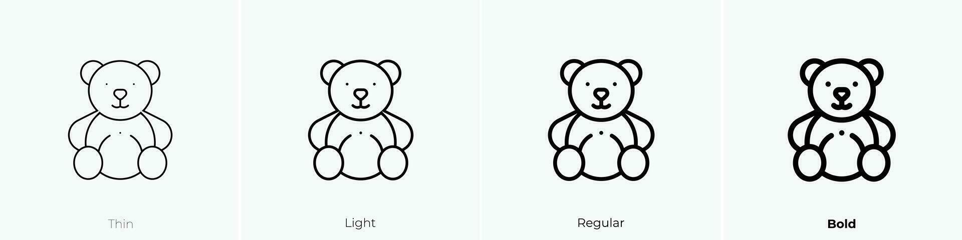 teddy bear icon. Thin, Light, Regular And Bold style design isolated on white background vector