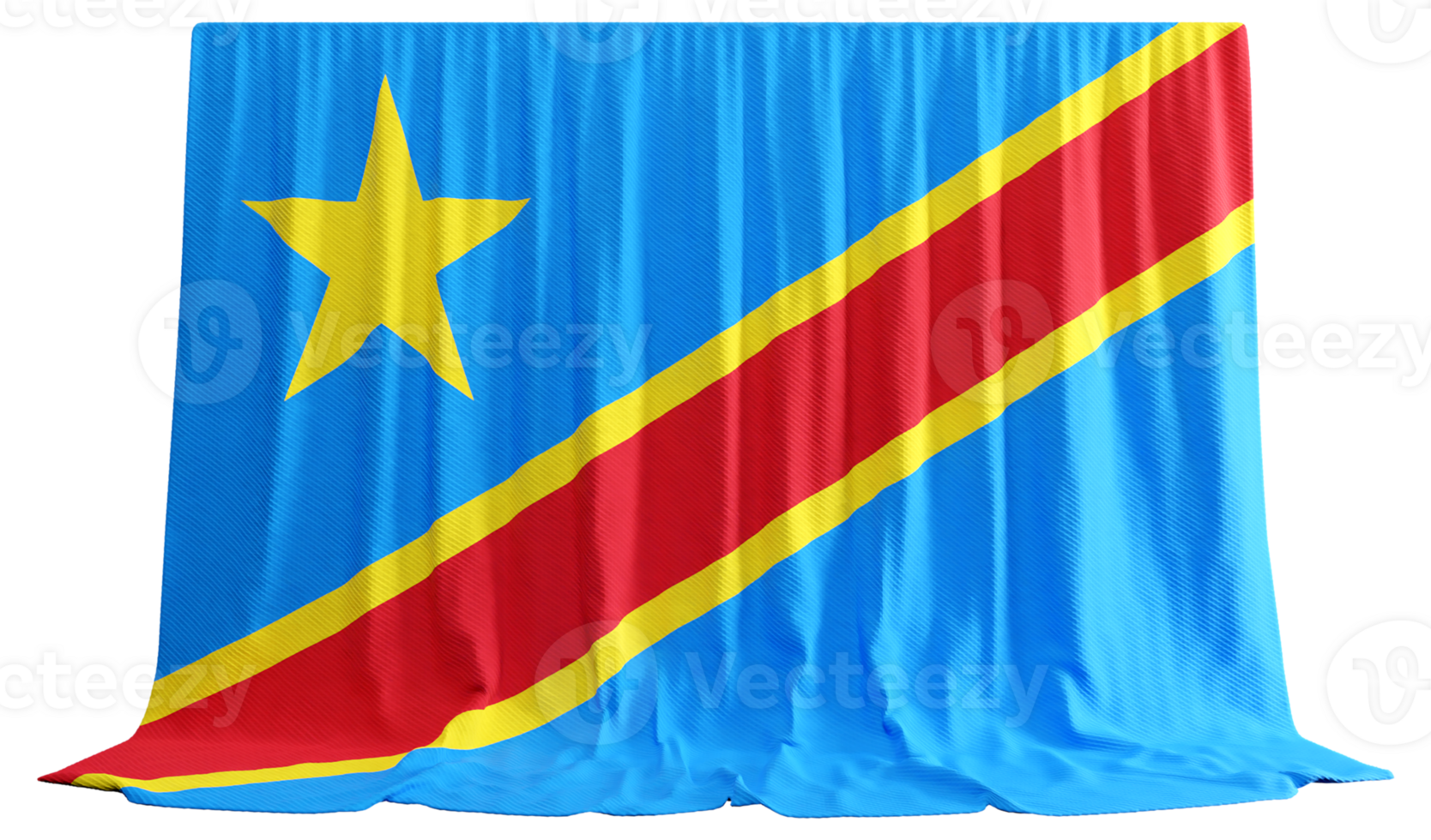 Congolese Flag Curtain in 3D Rendering Celebrating Congolese Identity png