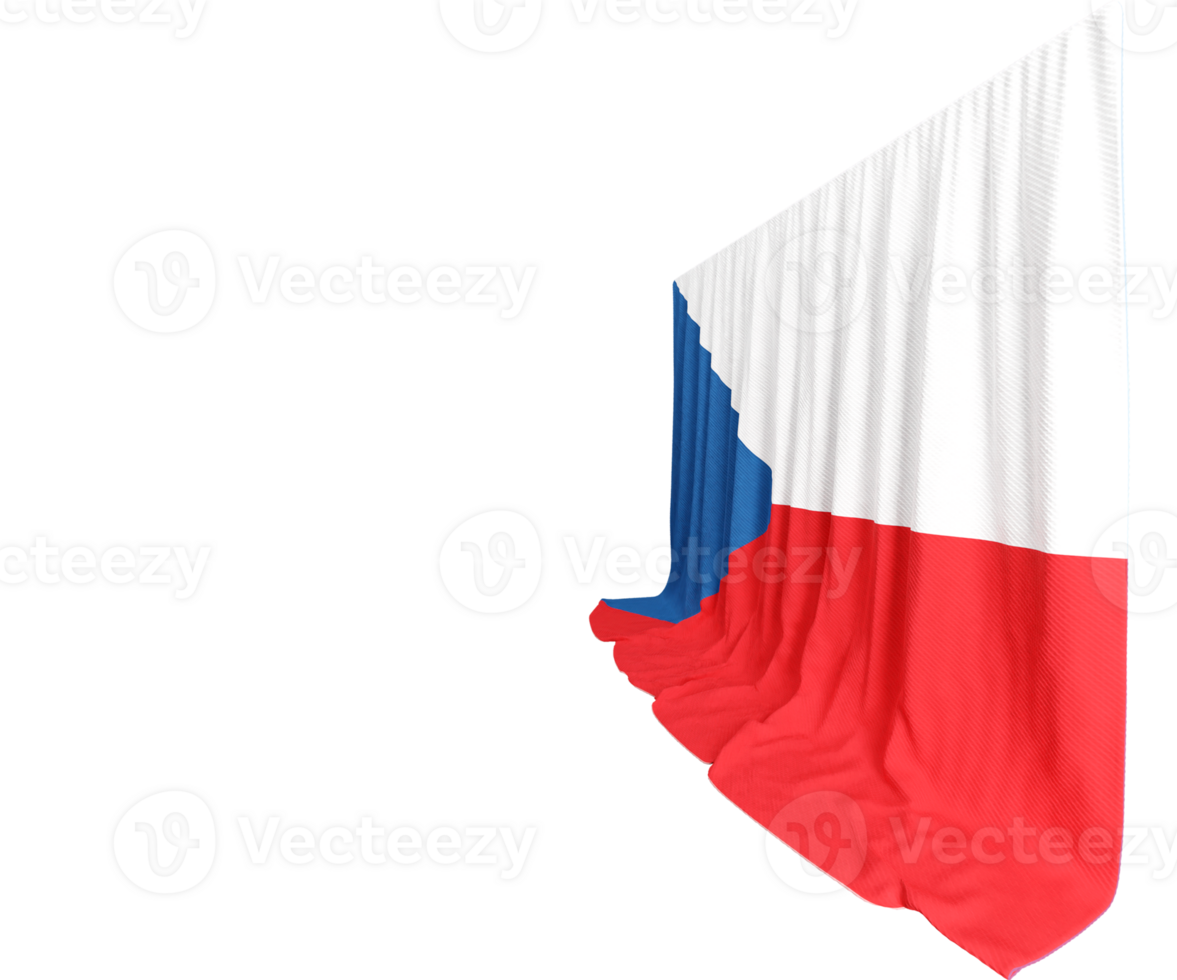 Czech Flag Curtain in 3D Rendering Czech Republic's Resilience png