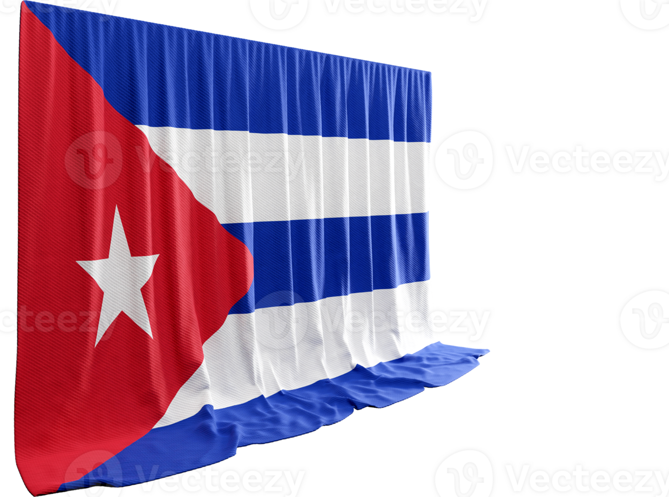 Cuban Flag Curtain in 3D Rendering Reflecting Cuba's Vibrant Spirit png