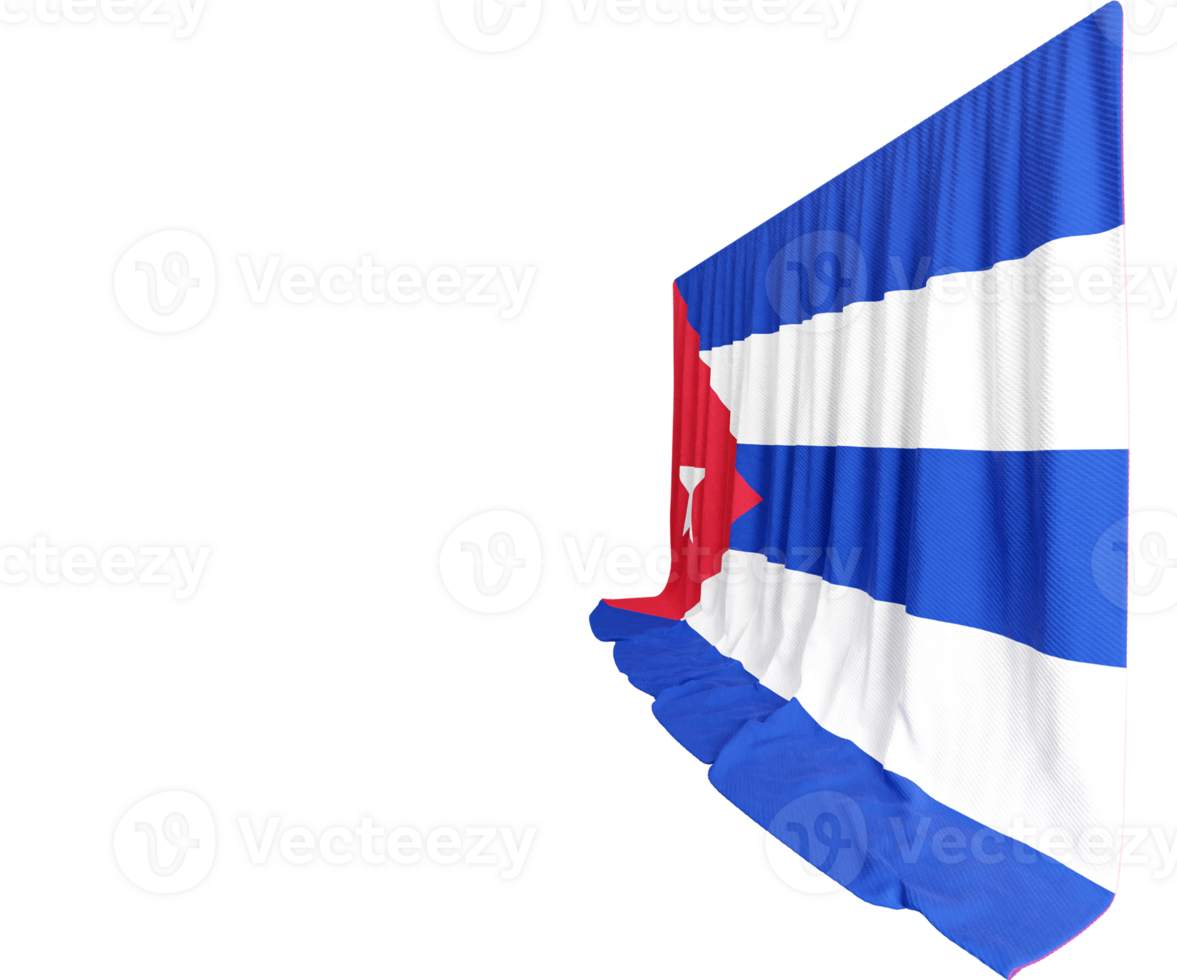 Cuban Flag Curtain in 3D Rendering Reflecting Cuba's Vibrant Spirit png