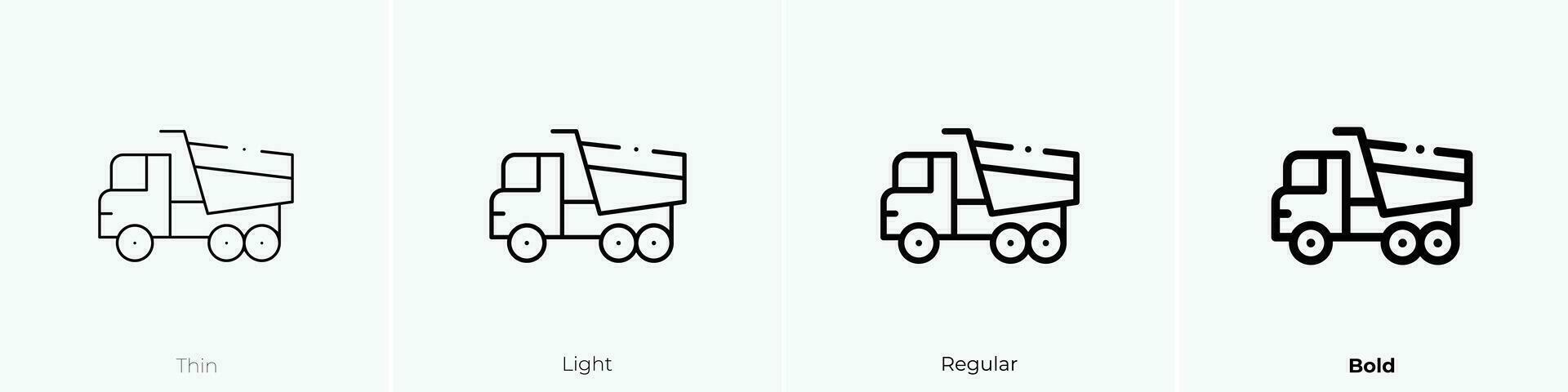 tipper icon. Thin, Light, Regular And Bold style design isolated on white background vector