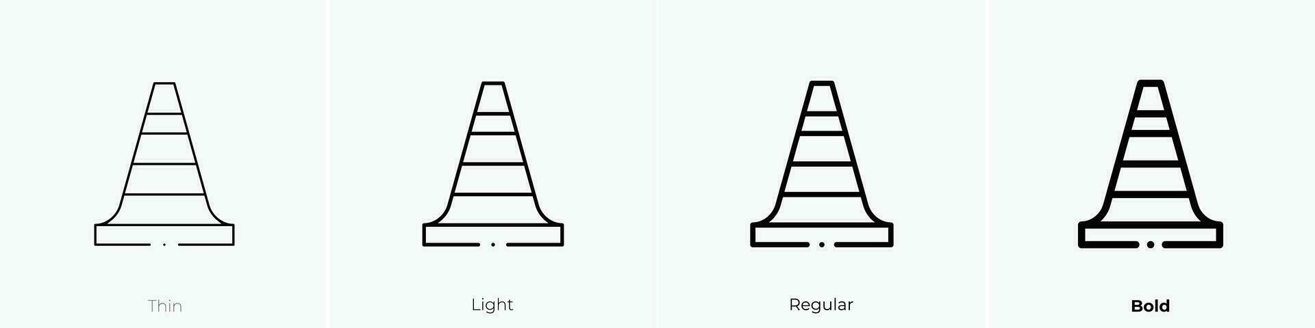 traffic cone icon. Thin, Light, Regular And Bold style design isolated on white background vector