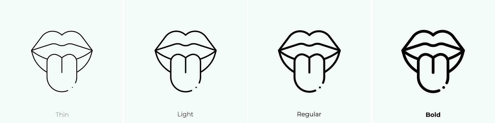 tongue icon. Thin, Light, Regular And Bold style design isolated on white background vector