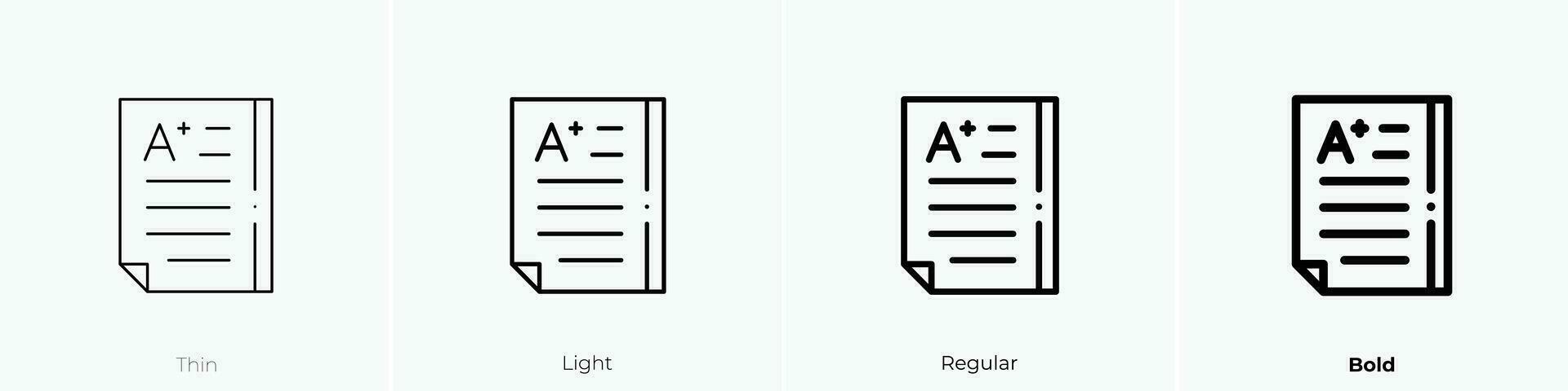 test icon. Thin, Light, Regular And Bold style design isolated on white background vector