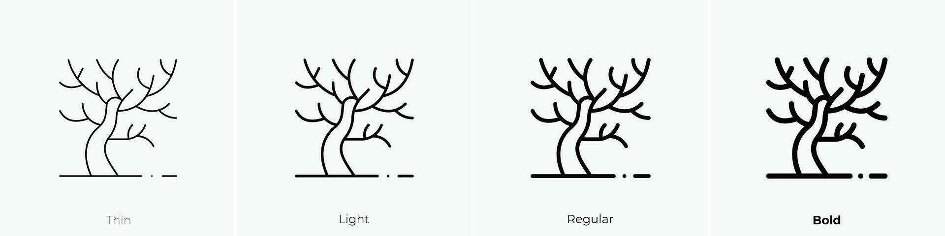 tree icon. Thin, Light, Regular And Bold style design isolated on white background vector