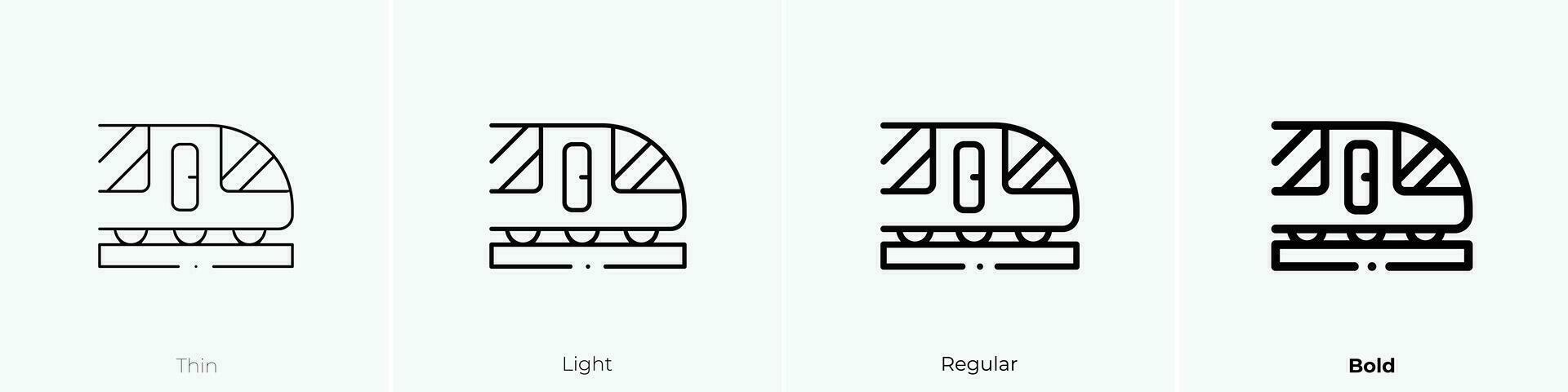 train icon. Thin, Light, Regular And Bold style design isolated on white background vector