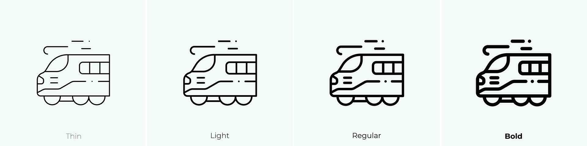 tren icono. delgado, luz, regular y negrita estilo diseño aislado en blanco antecedentes vector
