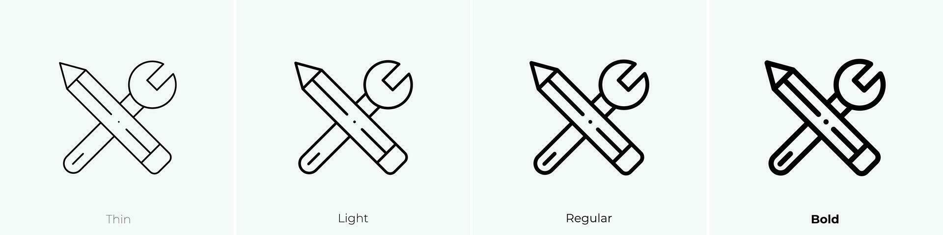 tools icon. Thin, Light, Regular And Bold style design isolated on white background vector