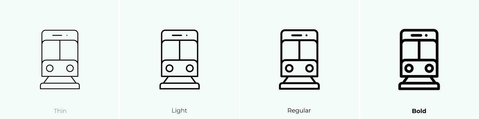train icon. Thin, Light, Regular And Bold style design isolated on white background vector