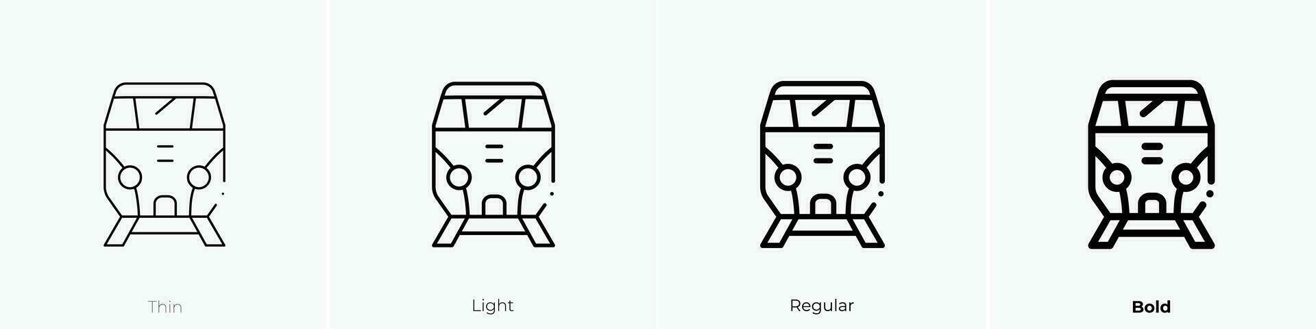 train icon. Thin, Light, Regular And Bold style design isolated on white background vector