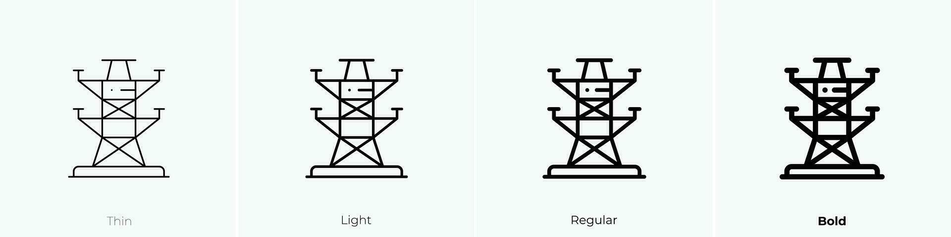 tower icon. Thin, Light, Regular And Bold style design isolated on white background vector