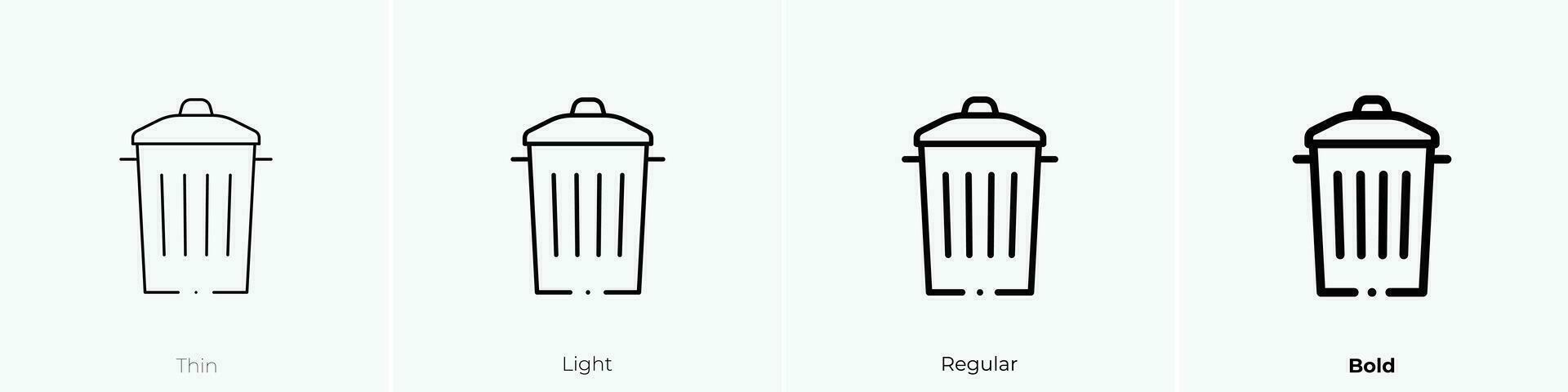 trash bin icon. Thin, Light, Regular And Bold style design isolated on white background vector