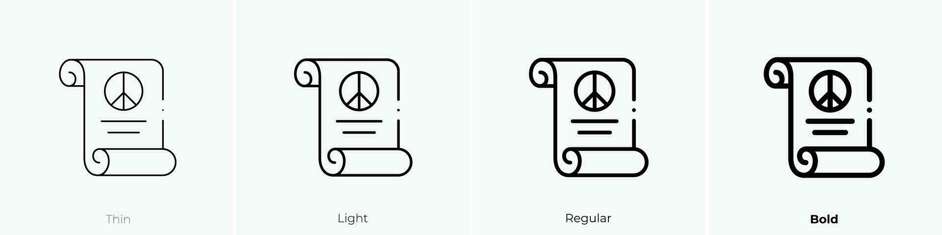 treaty icon. Thin, Light, Regular And Bold style design isolated on white background vector