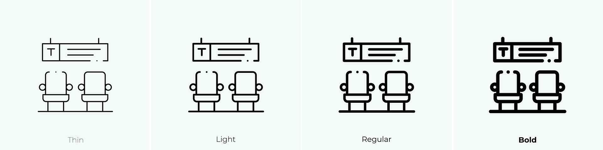 tren estación icono. delgado, luz, regular y negrita estilo diseño aislado en blanco antecedentes vector